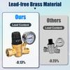 RV Water Pressure Regulator Valve For Camper, Regulate Valves With Strainer, Made Of Leadless Brass, RV Water Pressure Regulator With Pressure Gauge