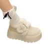 White Muffin Platform Snow Boots Winter New Small Height Increase Velvet Warm Birkenstock Cotton Shoes