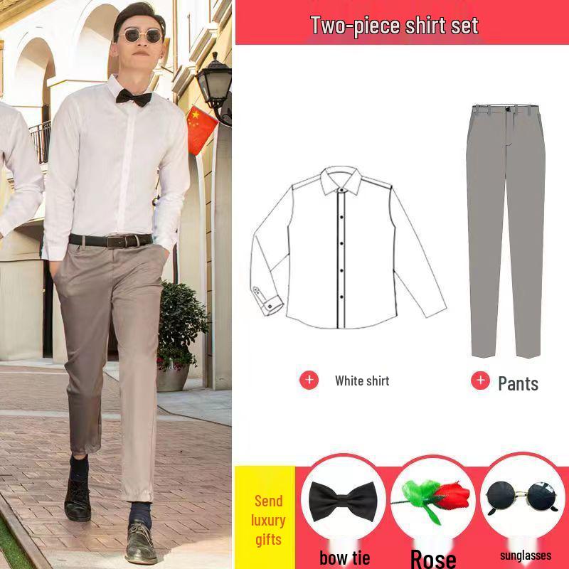 Westlicher Trauzeugen-Westenanzug: Dreiteiliges Set mit Hemd und Anzug, perfekt für Herbst-/Winterhochzeiten.