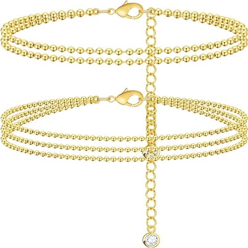 

Golden Double-Layer Triple-Strand Women s Beaded Chain Bracelet: Fashionable and Versatile Jewelry. золотой