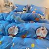 Three-piece Set Korean Girl Heart Cute Rabbit Berry Four-piece Set Simple Checkerboard Bed Sheet Blue Quilt Cover