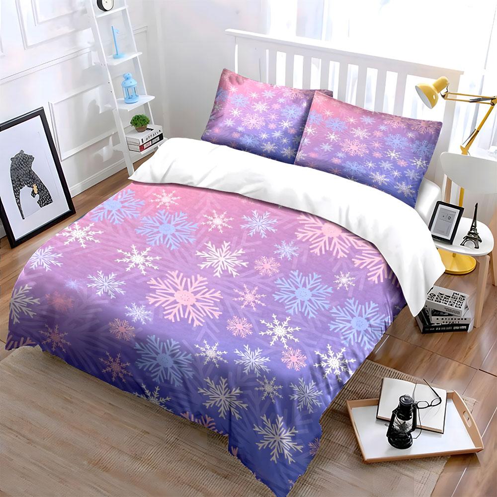 Snowflake Design Winter Decor Multiple Sizes Kid'S And Adults' Bedroom Exquisite 3Pc Bedding Set, Gift