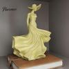 Cream Style Room Decor Woman Statue, Resin Art Sculpture for Living Mantel Shelf Decor, Modern Female Exquisite Carved Sculptures Figurine, Wide Brim