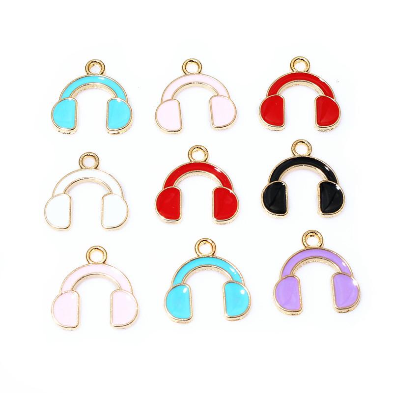 20pcs 15x14.5mm Enamel Cute Earphone Headphones Charms Pendant DIY Jewelry Making Accessories for Bracelet Earrings Keychains