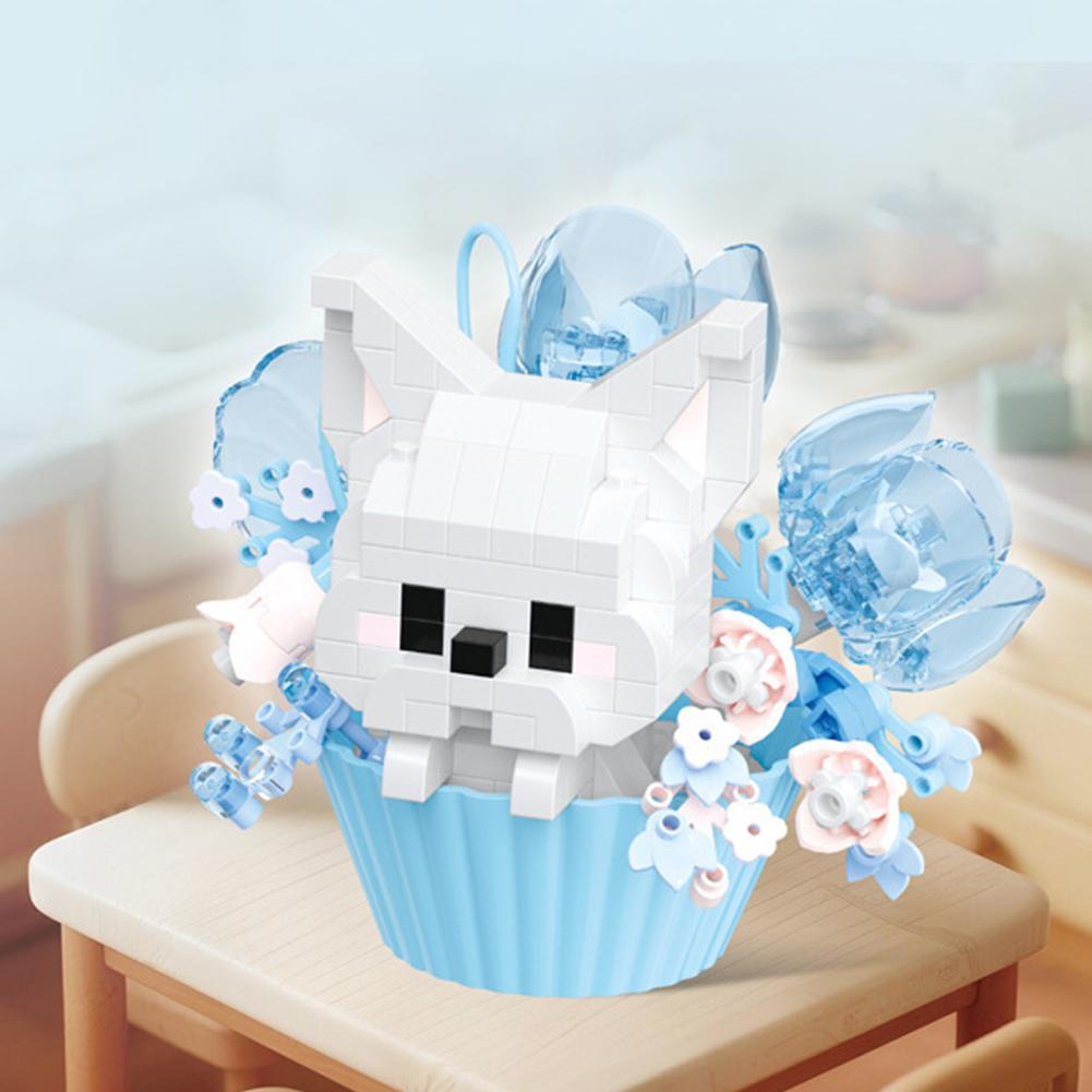 Creative Animal Building Blocks Cute Dessert Animal Cake Potted Kids Puzzle Assembly Small Toys Christmas Festival Gift Decorati