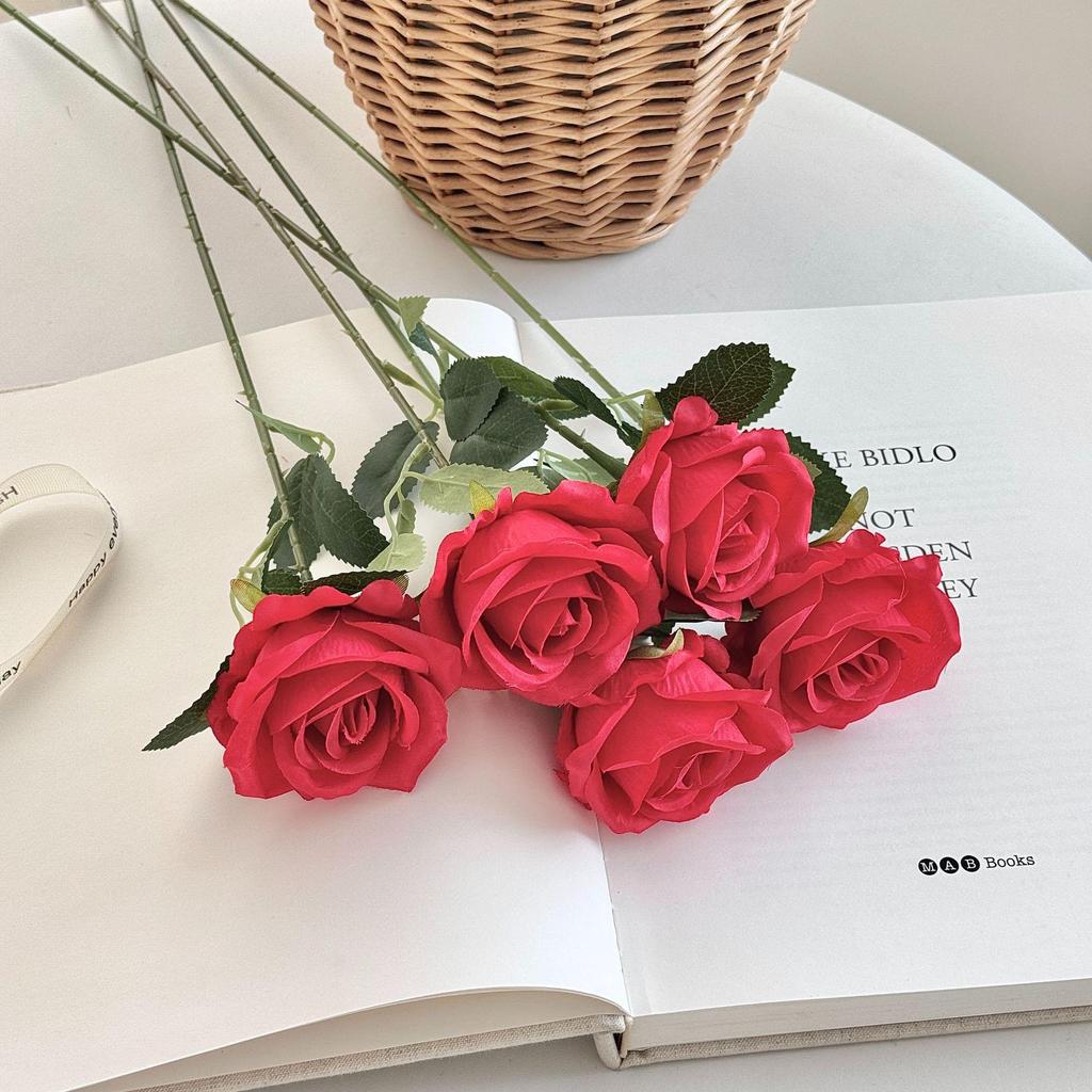 Realistic Single Rose Artificial Flower for Vase Decor