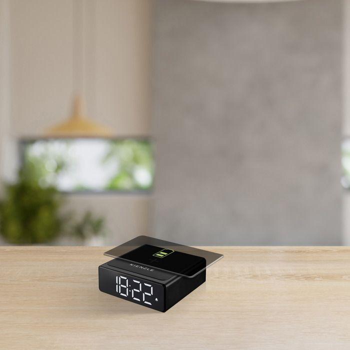 Réveil Numérique - KIENZLE - Chargeur Sans Fil - 2 Alarmes - Fonction Snooze - Luminosité Réglable