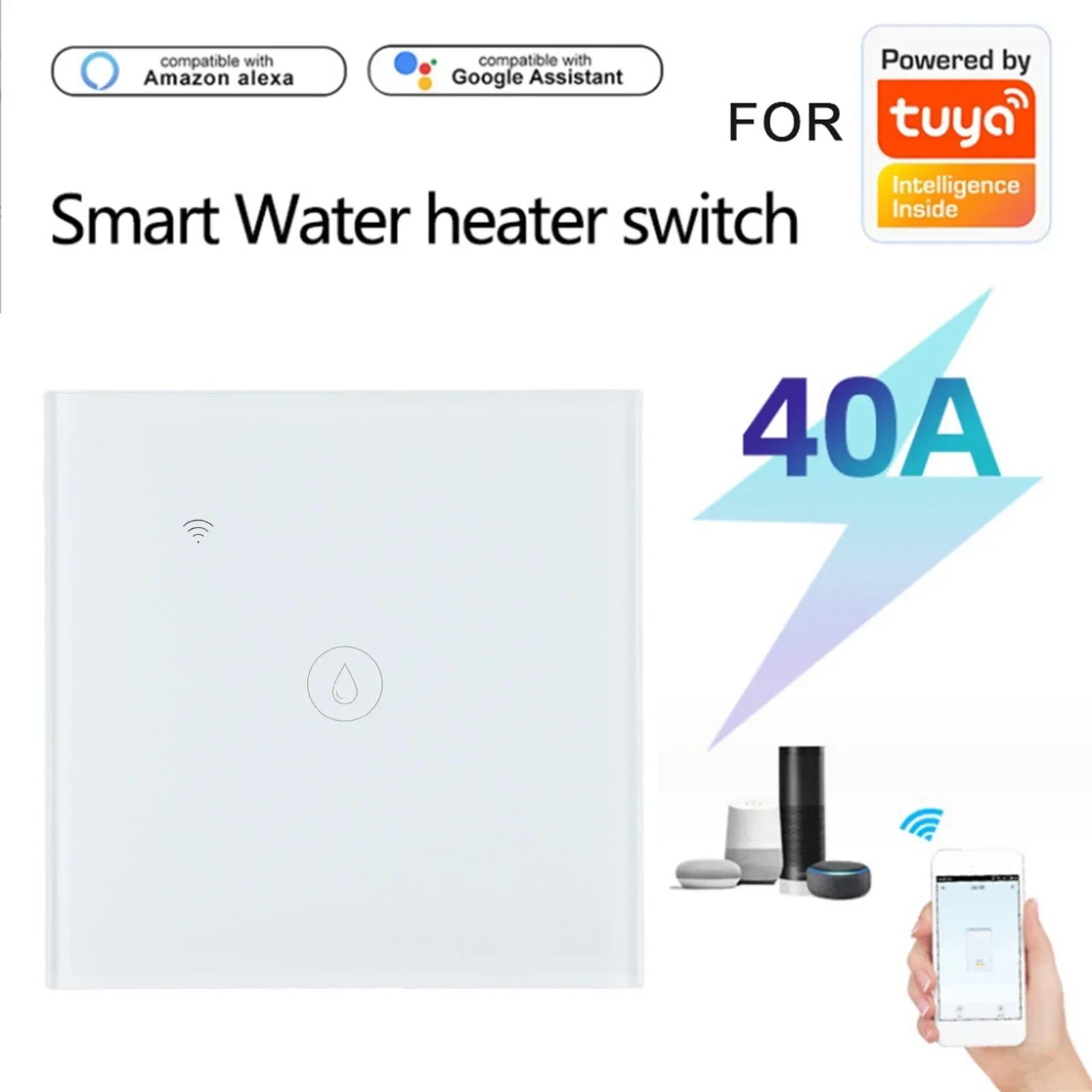 

For Tuya Touch Switch Timer 106x100x51mm 40A 50/60Hz ABS AC110-240V Single Control Once Open Smart Wifi For Alexa белый