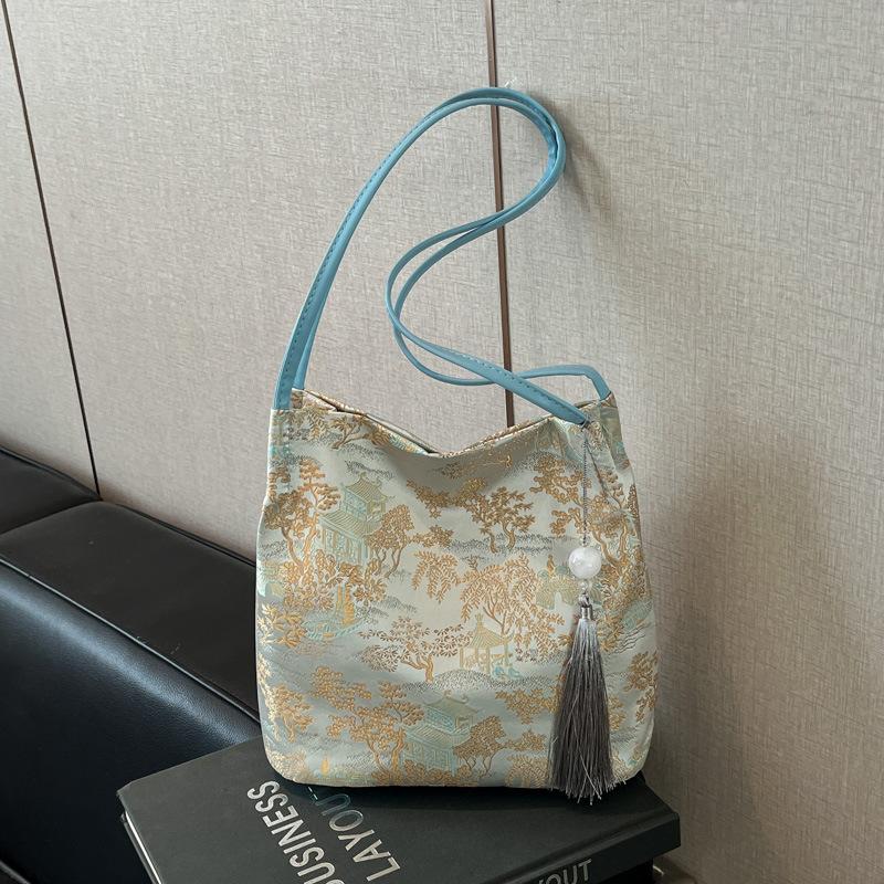 

Вместительная новая сумка на плечо в китайском стиле Гофэн, женская популярная, нежная и красивая, модная с принтом, повседневная простая сумка синий