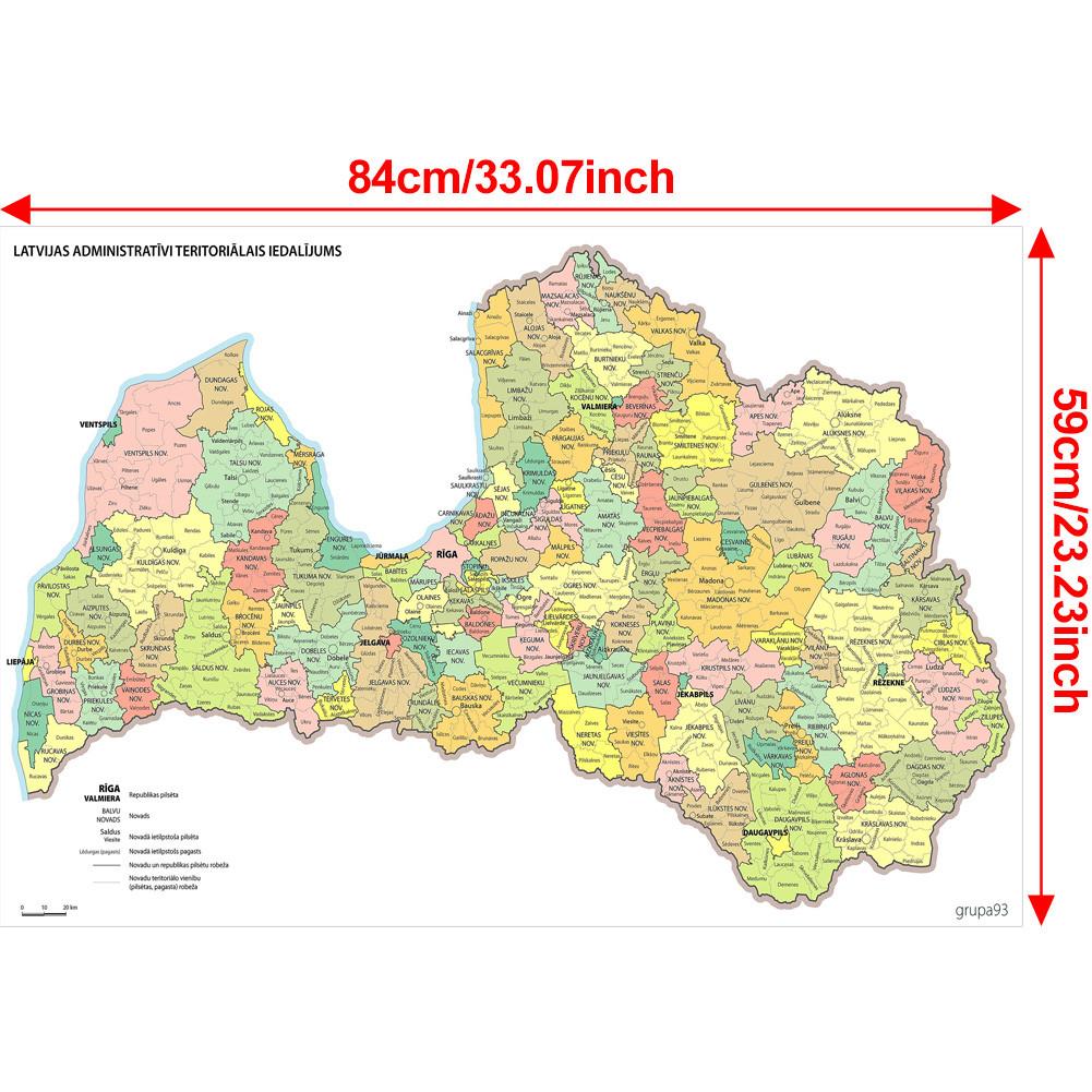 

Латвия-Латвия Карта-Административная карта Декоративная картинка для путешествий, Учебное пособие, Фон для фотосессии A1-841*594mm