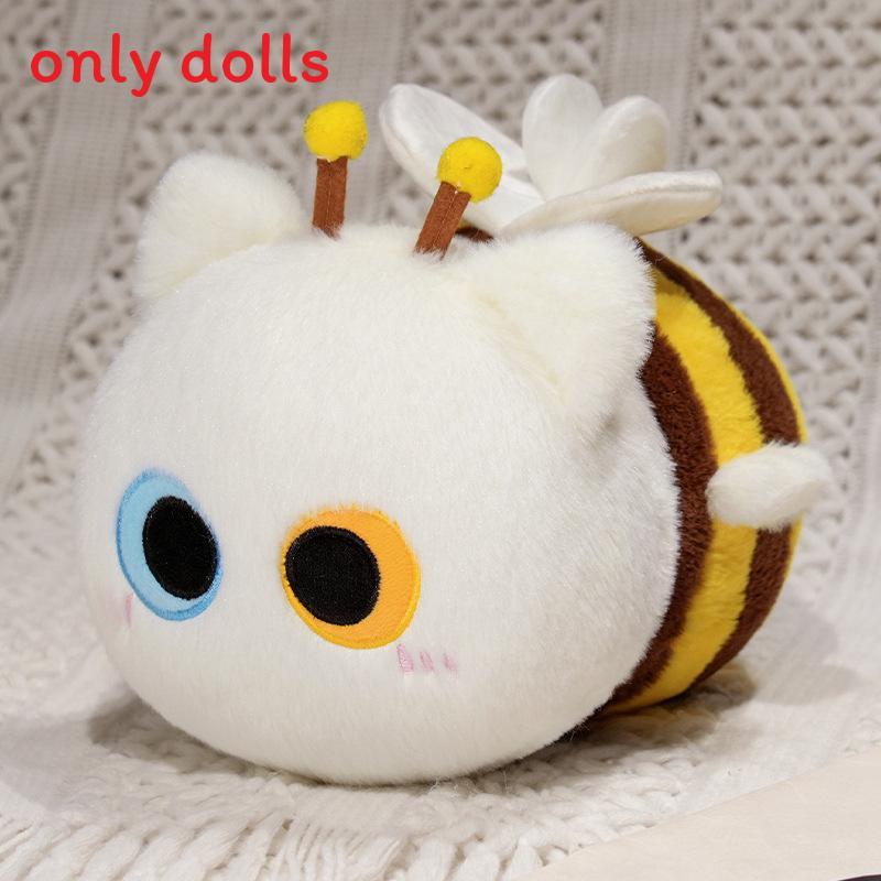 Cute Cat And Bee Plush Toy With Short Pile Fabric For Kids And Girls Gift