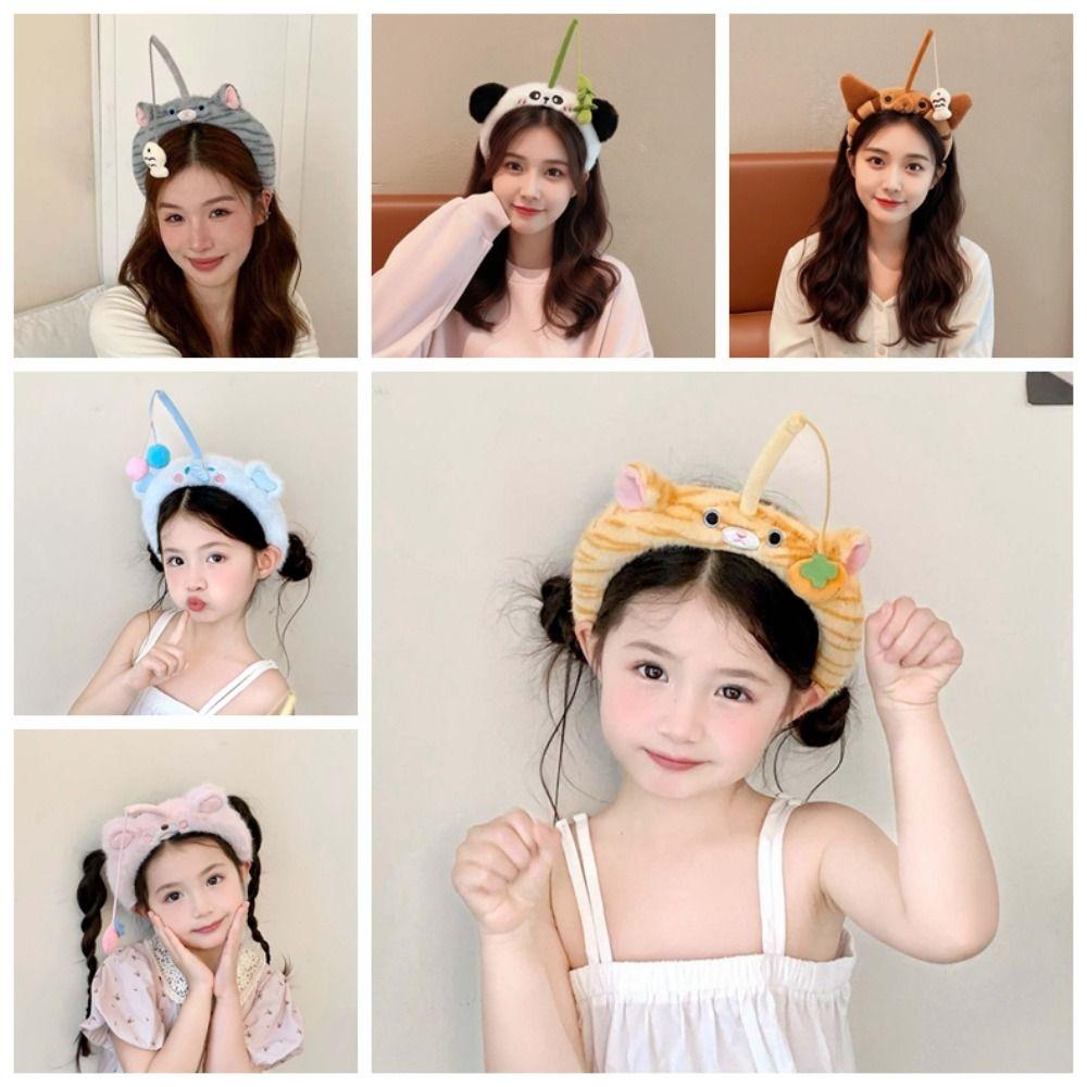 Panda Cat Fishing Plush Headband Hair Accessories Girls Cartoon Hairband Adorable Hair Hoop  Party