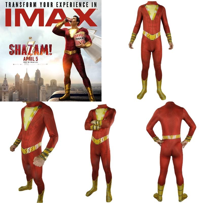 Golden Thunder Shazam Bodysuit Halloween Costume For Kids And Adults