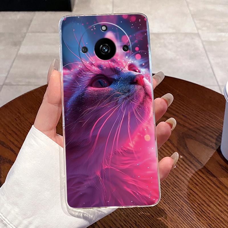 Phone Case For Realme 11 Pro+ Plus 5G RMX3740 RMX3741 / Realme 11 Pro RMX3771 Aesthetic Cute Cat Cover Transparent Soft TPU Case