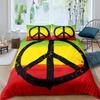 Boho Hippie Psychedelic Flowers Duvet Cover Colorful Peace Sign Bedding for Boys Girls Women Bedroom Decorative Rainbow Tie Dye