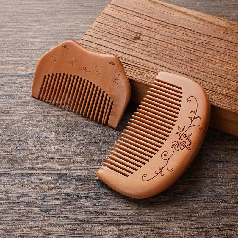 Anti-Static Handcrafted Natural Peach Wood Hair Comb Head Massage Wooden Comb Hair Care Diy Styling Tool