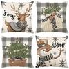 Christmas Pillow Red Christmas Tree Snowflake Home Decoration Pillow Cover