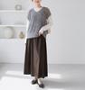 ROPE PICNIC Synthetic Leather Flared Long Brown M Skirt, (20),