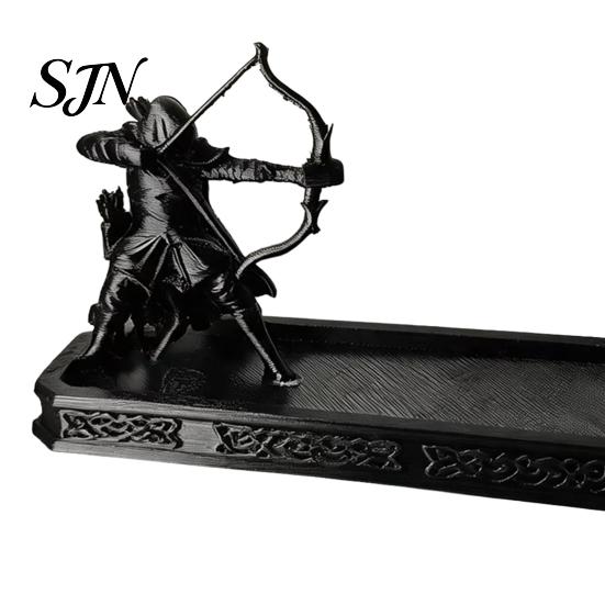 Desktop Statue for Incense Holder with Catch Tray, Archer Warrior Figurine Burner, 3D Printed Handcrafted Home Fragrance Accessory Decorative
