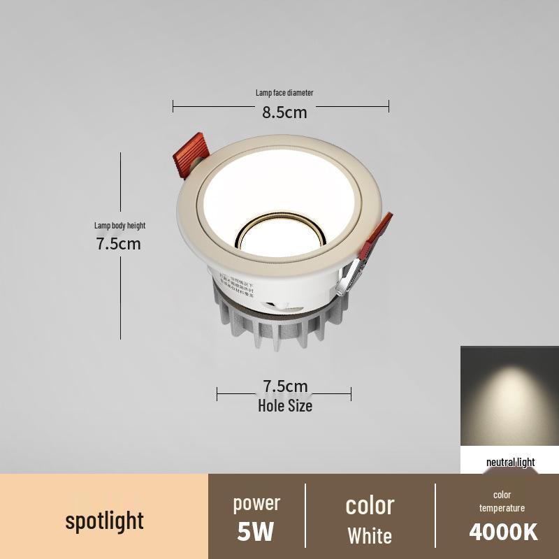 Spot încastrat fără ramă anti-orbire pentru sufragerii și holuri