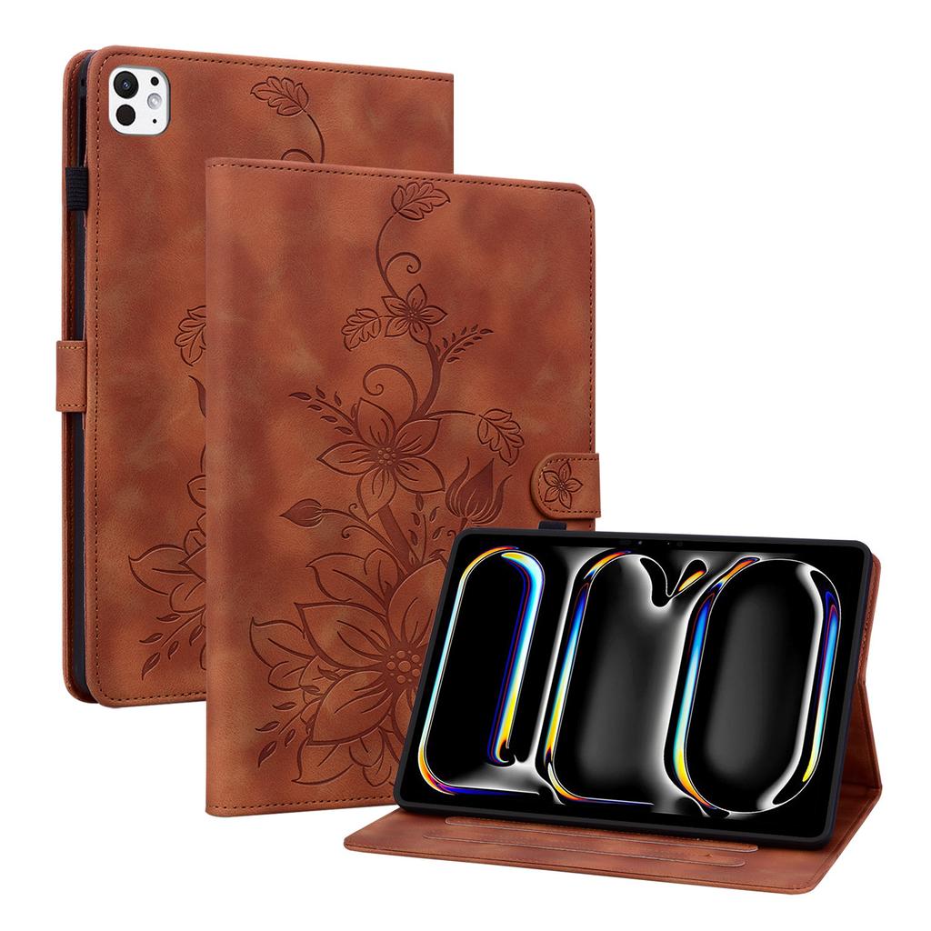 Applicable To iPad Air 13 Inch Tablet Leather Case Samsung Tab S10FEplus Matte Lily Card Holder