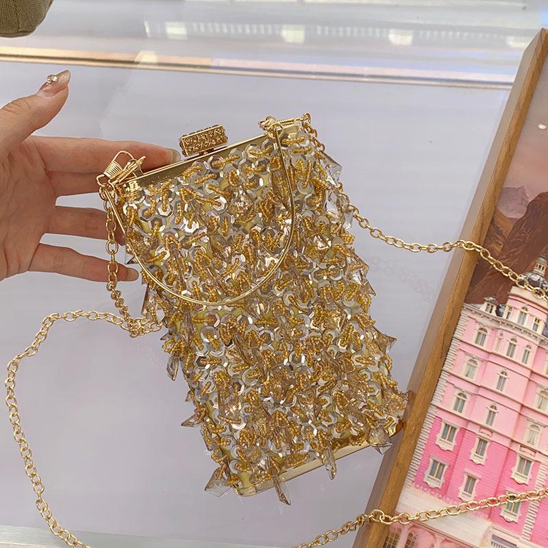Elegante Retro Pailletten Perlen Box Tasche - Vielseitige Abend Hand- & Umhängetasche für Frauen