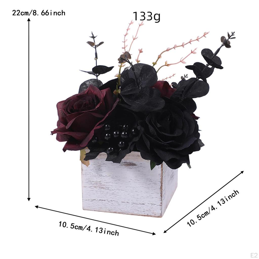 Halloween Artificial Flowers Arrangement in Wooden Box Boxed Faux Desktop Ornament for