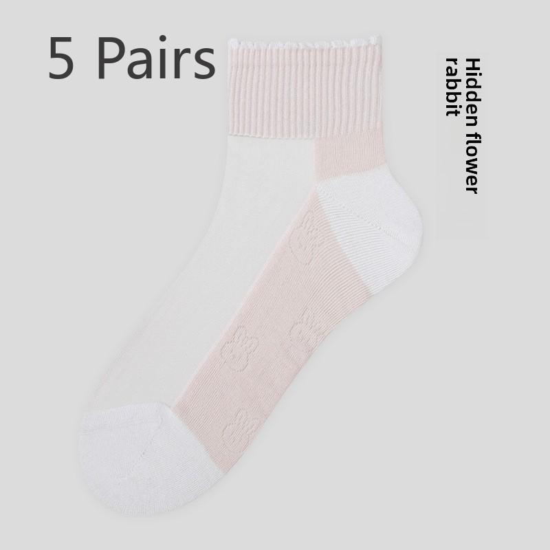 

5 пар женских носков с короткими трубочками и стеклянной проволокой, милые, очаровательные, студенческие носки 5 Pairs