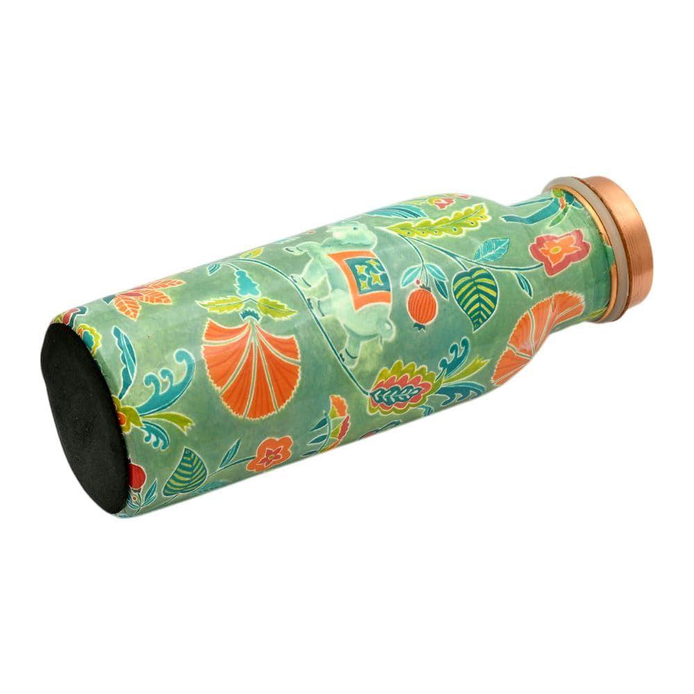 HOMES 100% Pure Copper Water Bottle | Leak Proof, Durable & Rust Proof | Boosts Immunity & improves Health | Eco Friendly Printed Water Bottle