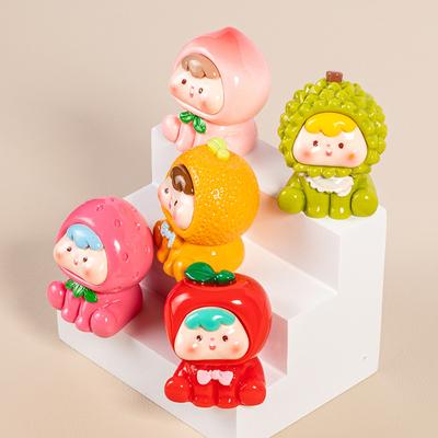 Miniature Figurine Mini Cute Car Interior Decorations Cartoon Fruits Doll Luminous Home Decoration Accessories Crafts Gifts