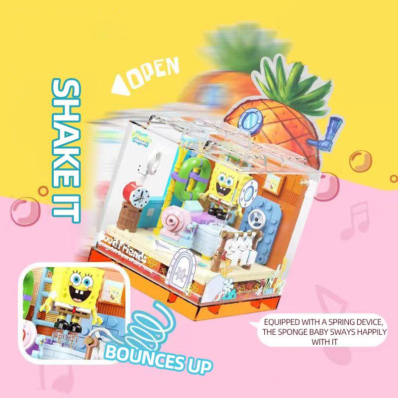 Spongebob Bausteine Patrick Star Krosse Krabbe Thaddäus Tentakel Zimmer Modell Bausteine Set Schreibtisch Dekorationen Kinderspielzeug Geschenke