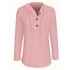 Felpa con cappuccio a occhielli e bottoni a tinta unita, felpa casual a maniche lunghe con coulisse, abbigliamento da donna