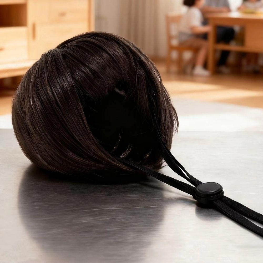 Exposed Ear Design Pet Bob Wig Adjustable Fit Cat Cosplay Wig Cat Fake Hair  Holiday Photography