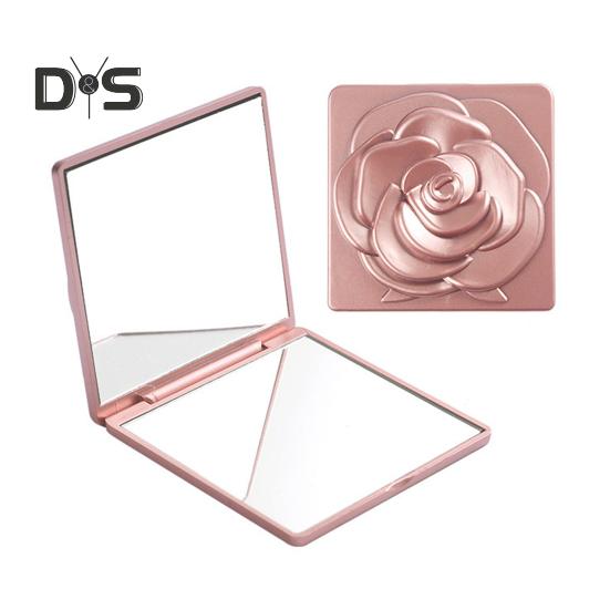 

Портативное складное зеркало для макияжа, винтажное розовое двухстороннее зеркало для туалетного столика, высокая четкость, для мужчин и женщин, карманное дорожное ручное квадратное косметическое зеркало серебряный
