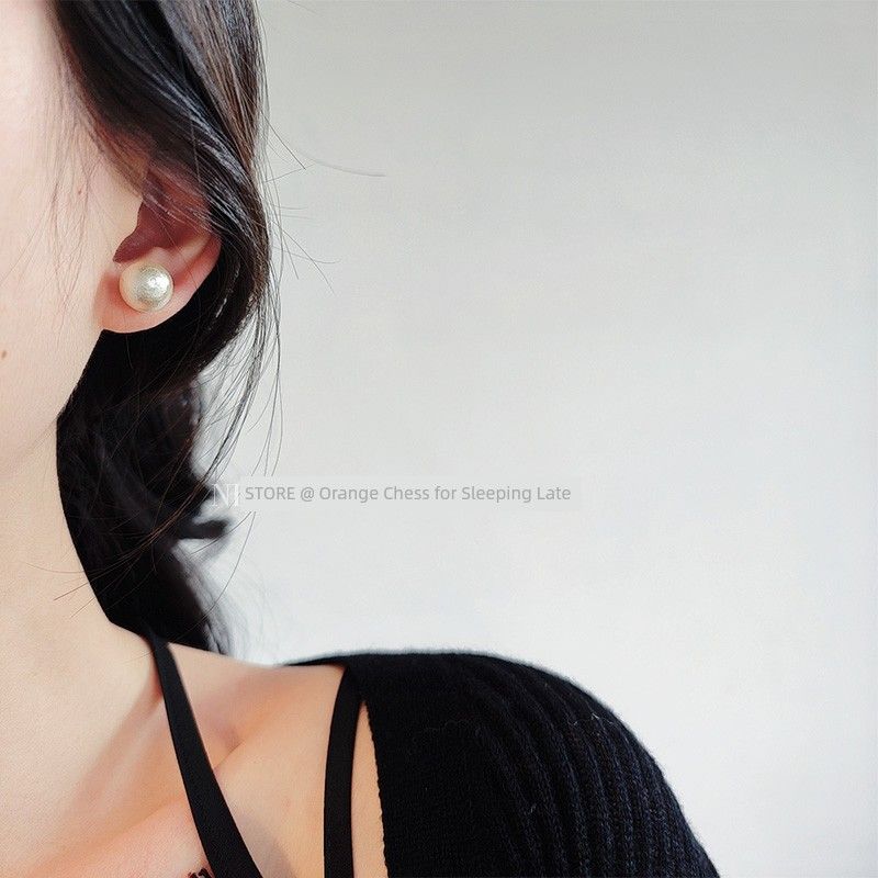 

Поздний сон Колокольчик крупноцветковый Серьги-пусеты Французский ретро Большая жемчужина