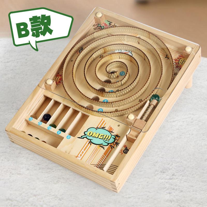 

Interactive Parent-Child Wooden Pinball Table - Marble Track Toy for Hand-Eye Coordination