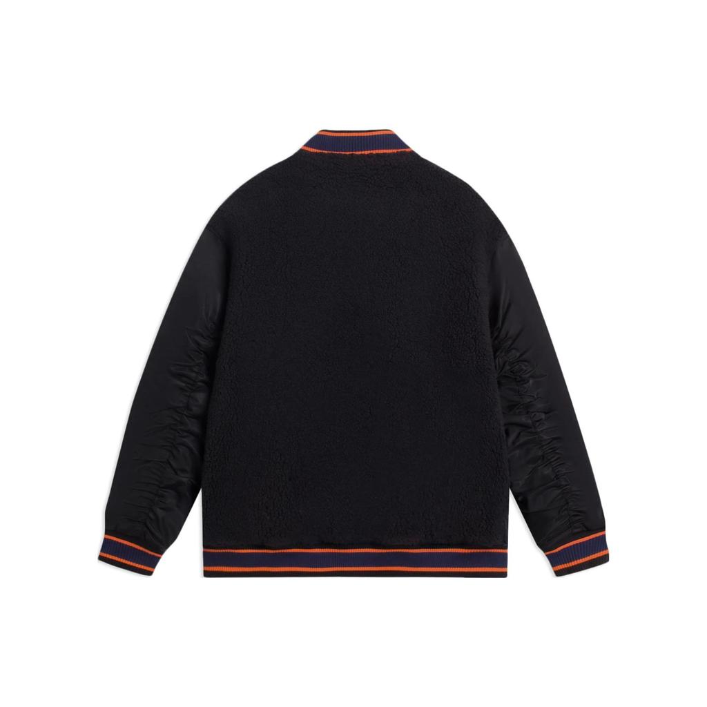 Li-Ning Badfive Series Contrast Color Patch Pocket Detail Single-Breasted V-Neck Jacket Men Jacket Black AFDSA73-2