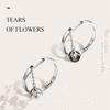 WOSTU Real 925 Sterling Silver Black White Pearl Chain Opening Rings For Women Flower Tears Link Ring Wedding Party Jewelry Gift