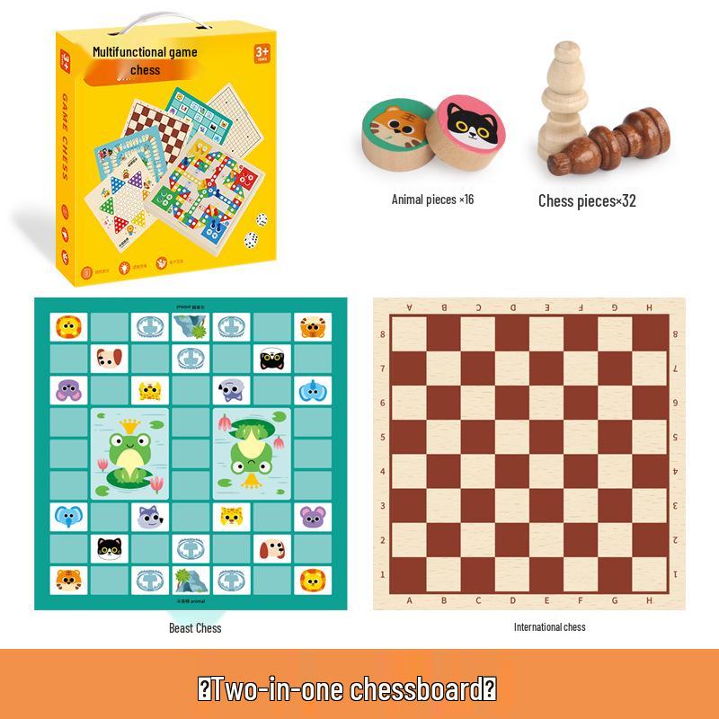 Multifunctional Chess Set: Ludo, Gomoku, Dou Shou Qi & Traffic Chess for Kids