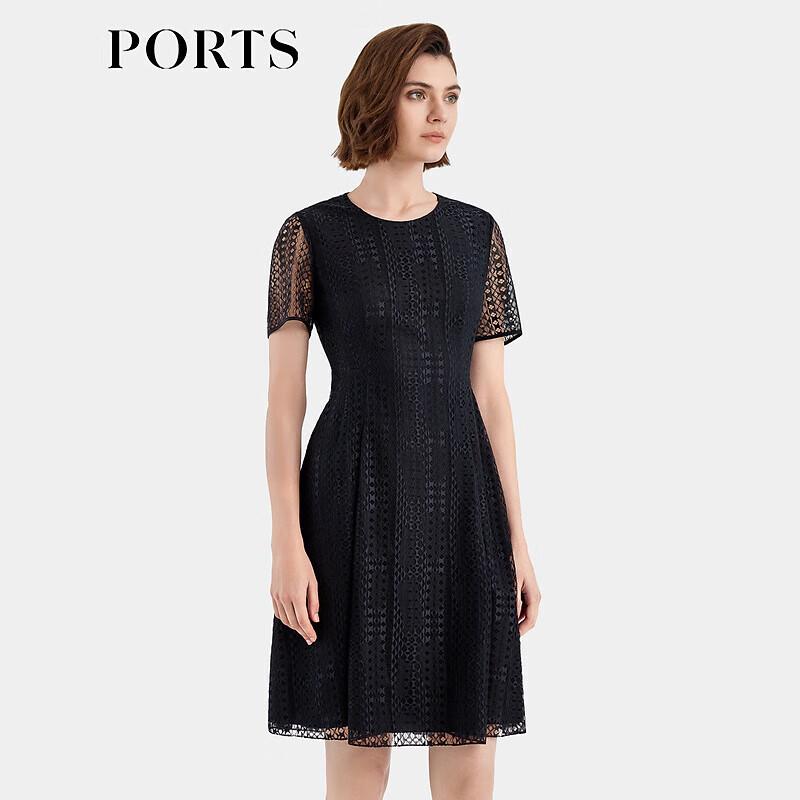 

PORTS Женское платье с полым круглым вырезом и короткими рукавами L