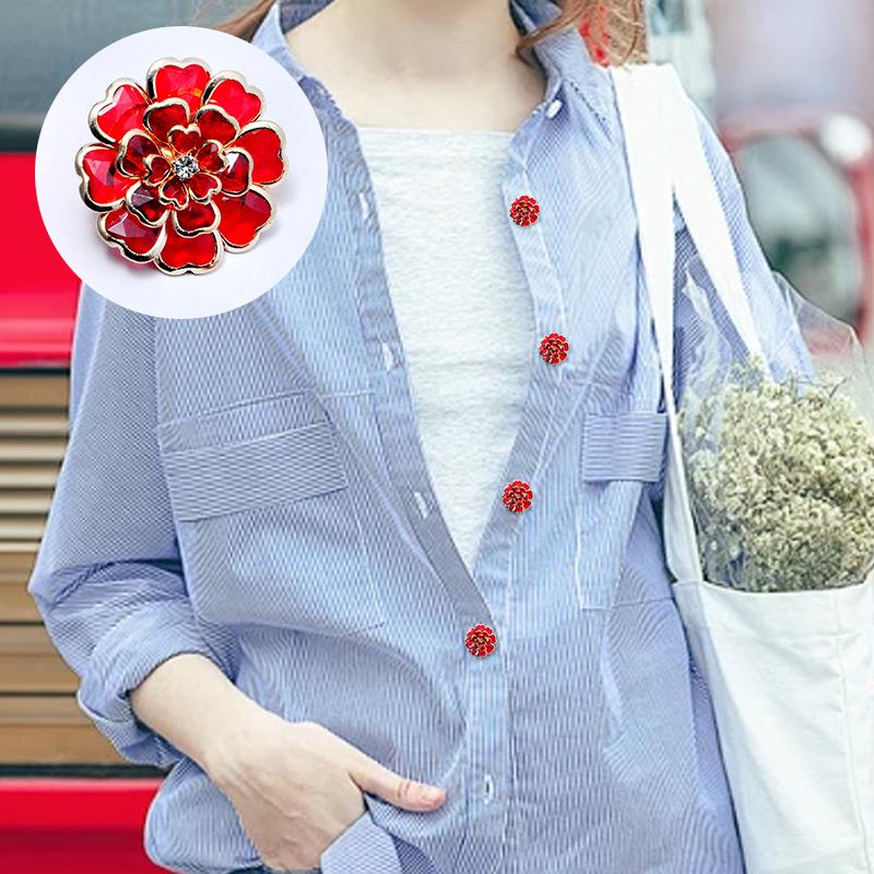 Women Double layer Flower Button Cover Clothing Decoration Accessories DIY Floral Pattern Wedding 38x17mm