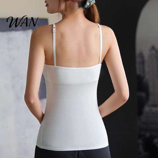 Top na cienkich ramiączkach Damskie topy cami z wkładkami Podwójnie podszywane koszulki camisole Fitness z wbudowanym biustonoszem Dopasowany Basic Letni Do wyjścia Oddychający