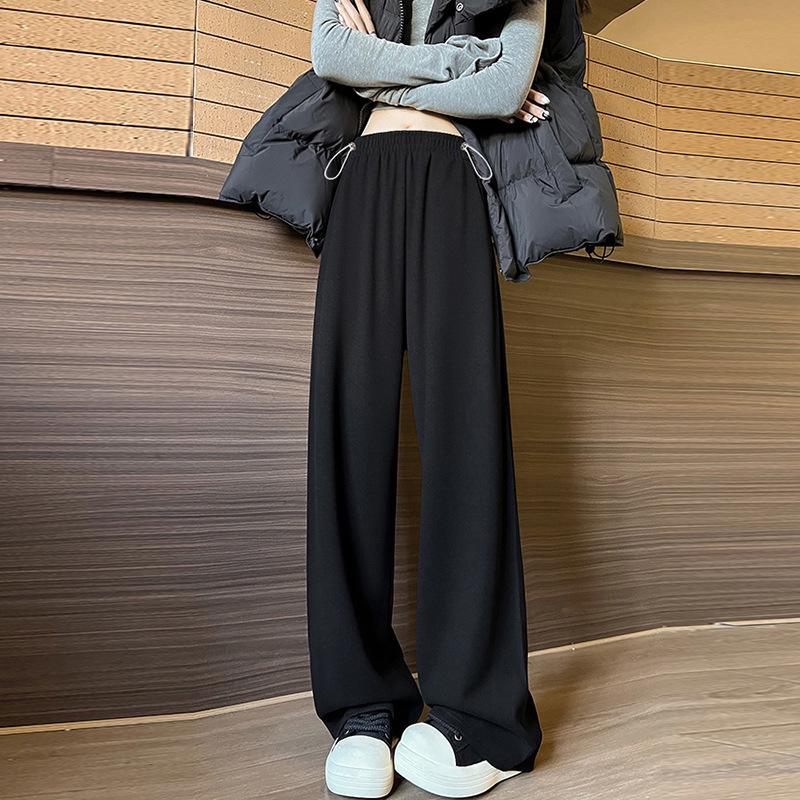 Autumn 2025 Maternity Straight-Leg Pants - Faux Cashmere Wide-Leg Drape XL чёрный