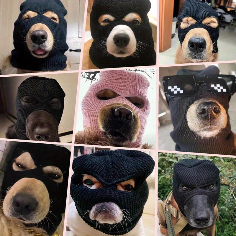1pcs Quirky Dog Mask, Knitted Dog Ears Warm Hat Dog Thief Mask Fun Pet Role Play Suitable for Medium and Large Dogs
