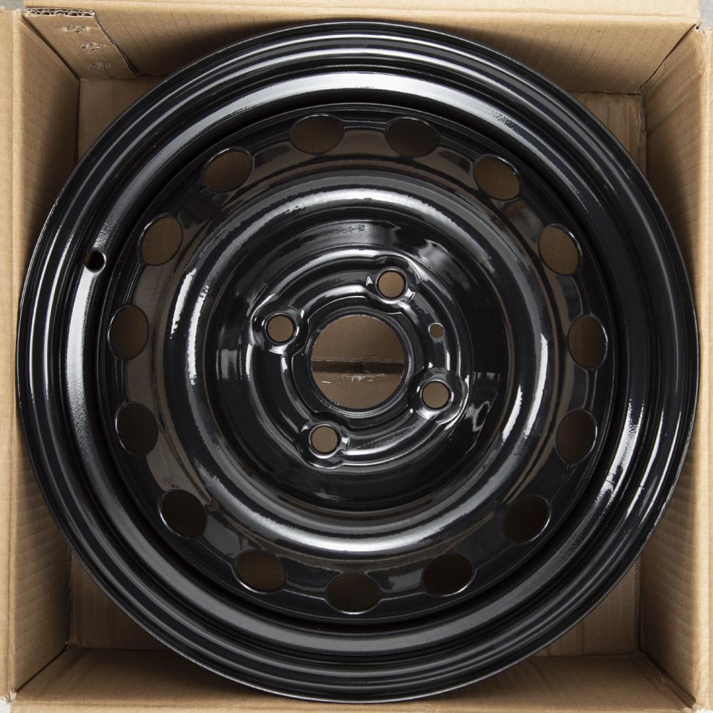 14x5.5 Gloss Black Steel Wheel Rim 4-Lug Replacement Steelie for Car Spare Tire Use 14in.