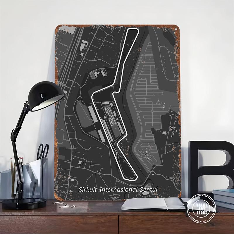 Sentul International Circuit Map Poster Customized Wall Art Vintage Metal Signs Retro Tin Plaque for Man Cave Luxury Home Decor