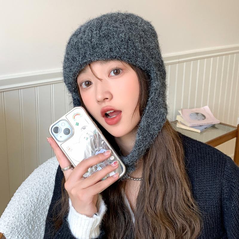 Korean Version of Autumn and Winter New Hat for Women Rabbit Wool Knitted Wool Hat Solid Color Versatile Winter Warm Ear Protection Hat Trendy