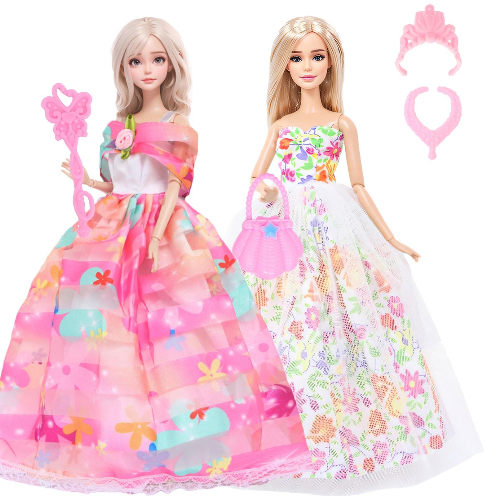 

6 шт./набор Модное свадебное платье для куклы Барби, сумки, волшебная палочка, ожерелье, аксессуары, детская игрушка, подарок