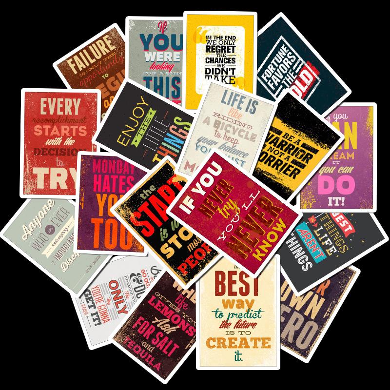 25 Inspirational Motto Poster Stickers Wish Hot Car Motorcycle Electric Car Suitcase Waterproof Stickers