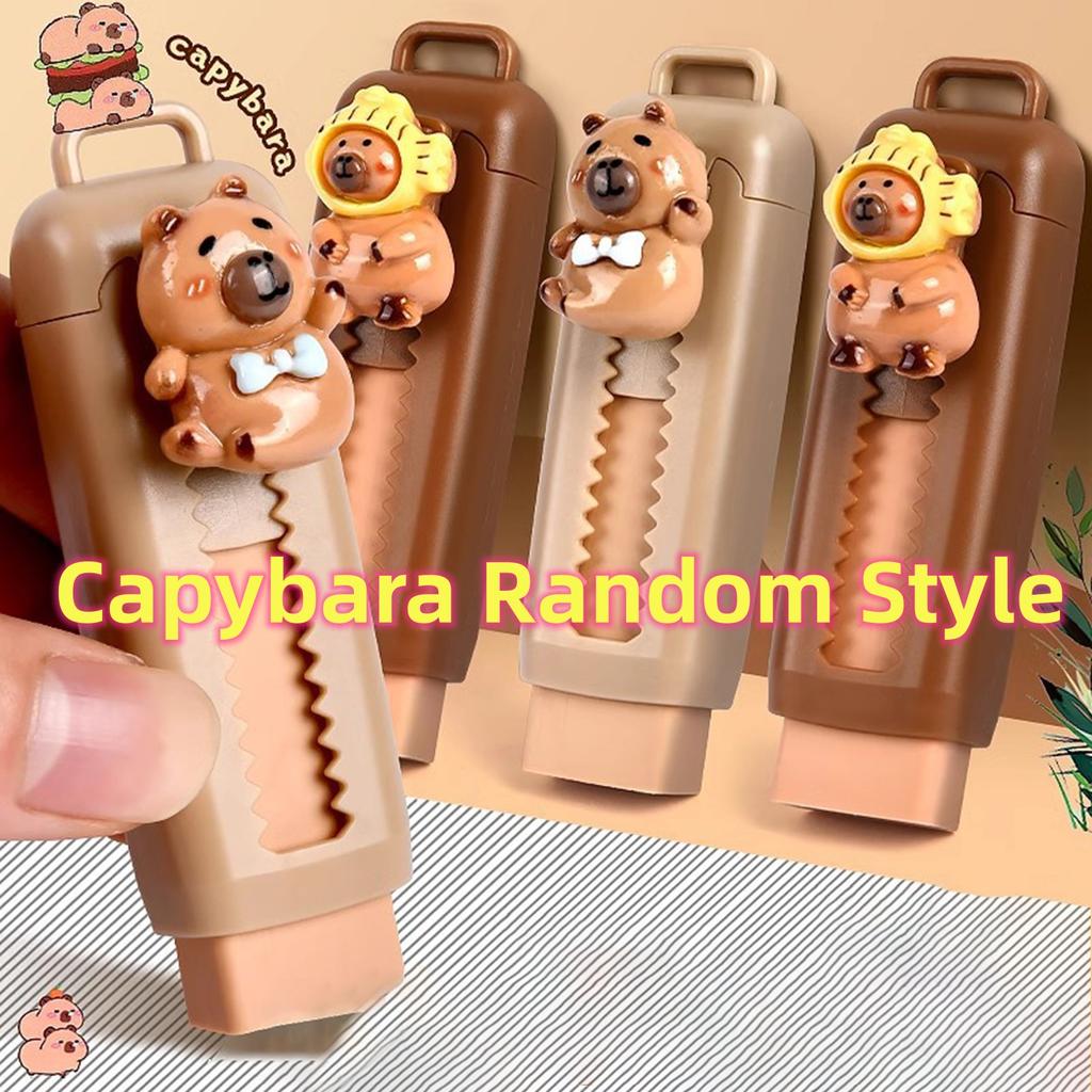 Einziehbare Radiergummis Capybara Radiergummi-Set Cartoon-Design Radiergummi Einziehbar Für Zeichnen Prüfungen Kinder Schüler Schulanfang Zubehör